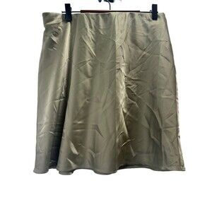 Banana Republic Olive Green Satin Skirt Size M NWT